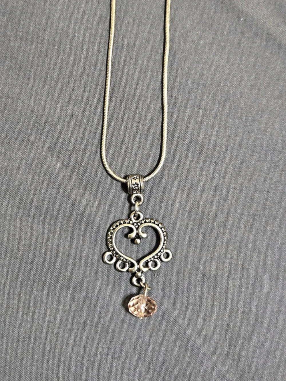 Heart Pendant Necklace in Silver, Gold & Pink Like New